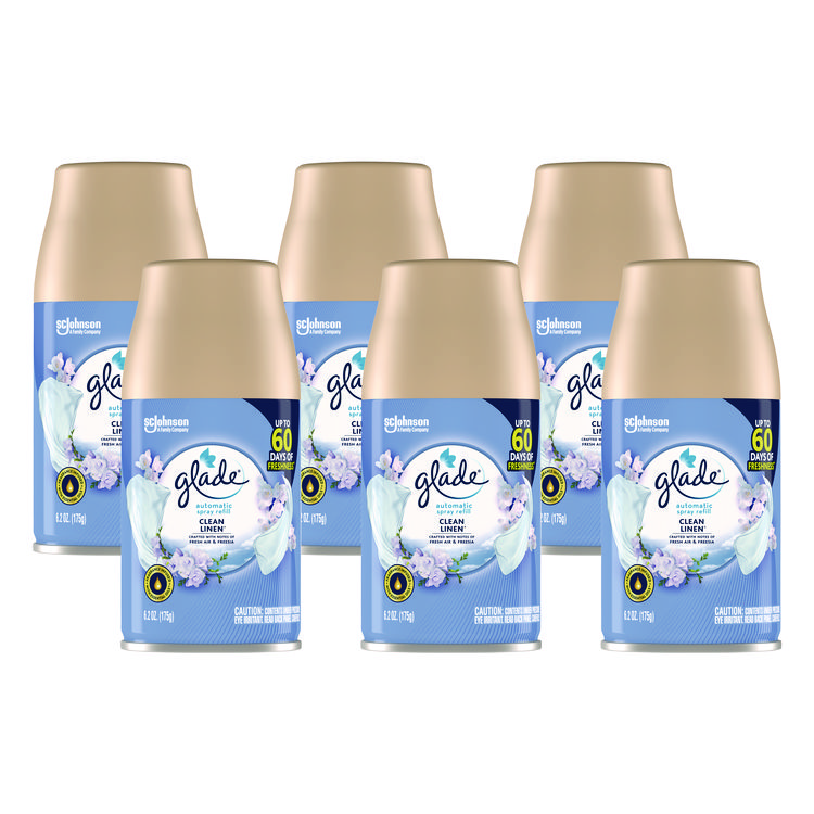 Glade Automatic Air Freshener, Clean Linen, 6.2 oz, 6/Carton (SJN375364)
