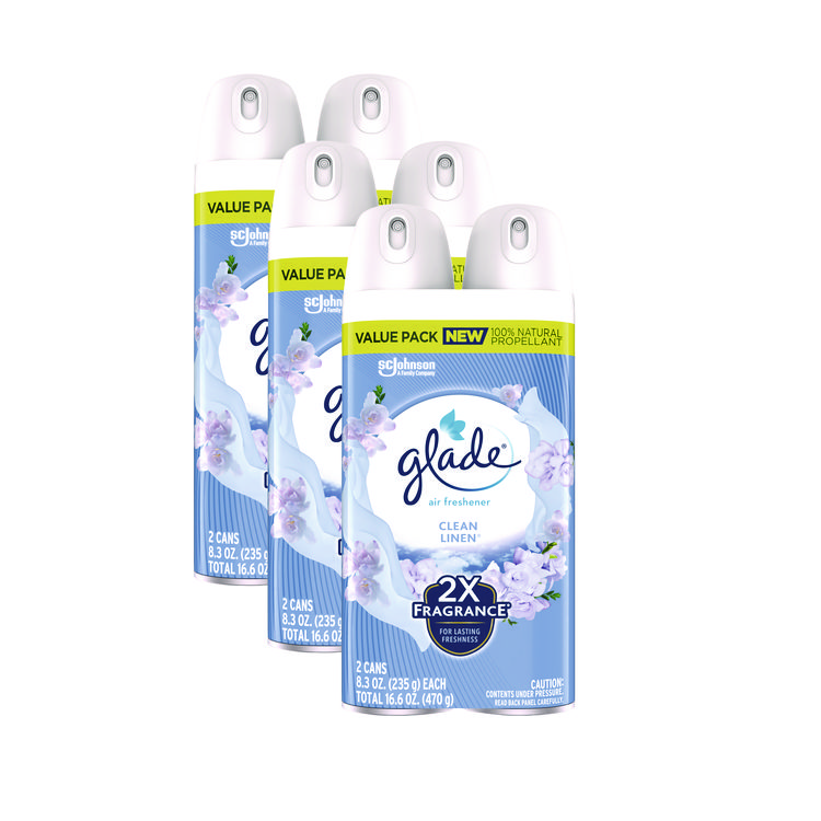 Glade Air Freshener, Clean Linen Scent, 8.3 oz, 2/Pack, 3Packs/Carton (SJN377363)