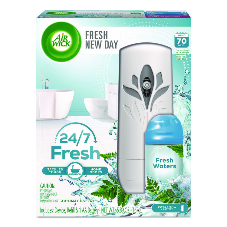 Air Wick Freshmatic Life Scents Starter Kit, 5.89 oz Fresh Waters Refill/AA Battery (RAC88413KT)