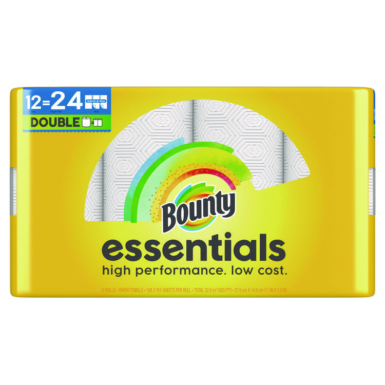 Bounty Essentials Select-A-Size Kitchen Roll Paper Towels, 2-Ply, 108 Sheets/Roll, 12 Rolls/Carton (PGC11093)