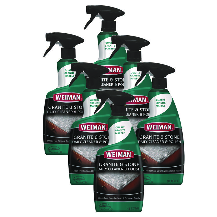 WEIMAN Granite Cleaner and Polish, Citrus Scent, 24 oz Spray Bottle, 6/Carton (WMN109)