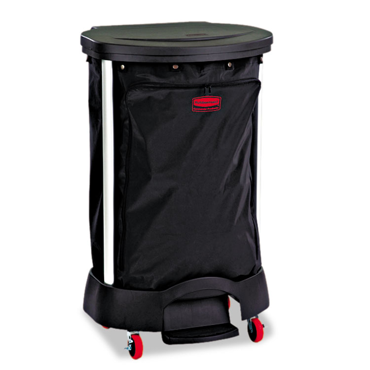 Rubbermaid Commercial Premium Step-On Linen Hamper Bag, 30 gal, 13.38w x 19.88d x 29.25h, Nylon, Black (RCP6350BLA)