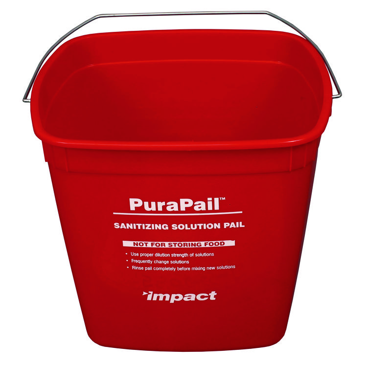Impact PuraPail Sanitizing Bucket, 6 qt, Polyethylene, Red (IMP55066SEA)