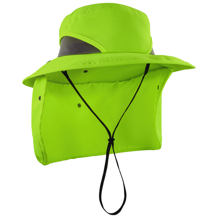 ergodyne Chill-Its 8934 Ranger Hat with Neck Shade, Microfiber/Polyester, Small/Medium, Lime (EGO12710)