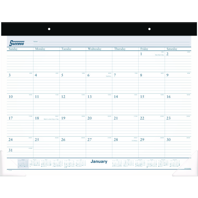 AT-A-GLANCE Desk Pad, 21.75 x 17, White Sheets, Black Binding, Clear Corners, 12-Month (Jan to Dec): 2026 (AAGST2400)