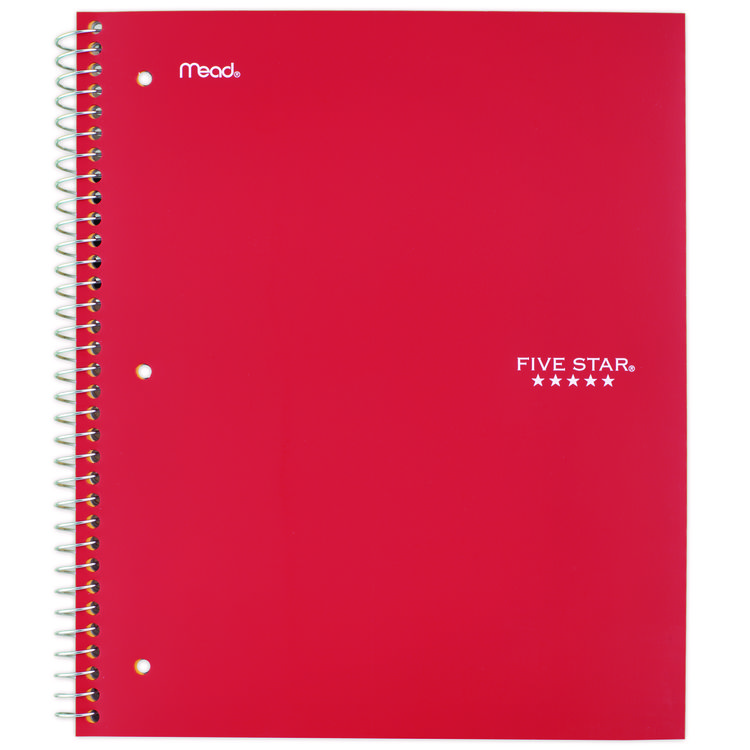 Five Star Wirebound Notebook, 1-Subject, Medium/College Rule, Red Cover, (100) 11 x 8.5 Sheets (MEA72053)