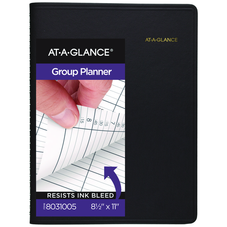 AT-A-GLANCE Four-Person Group Undated Daily Appointment Book, 10.88 x 8.5, Black Cover, 12-Month (Jan to Dec): Undated (AAG8031005)