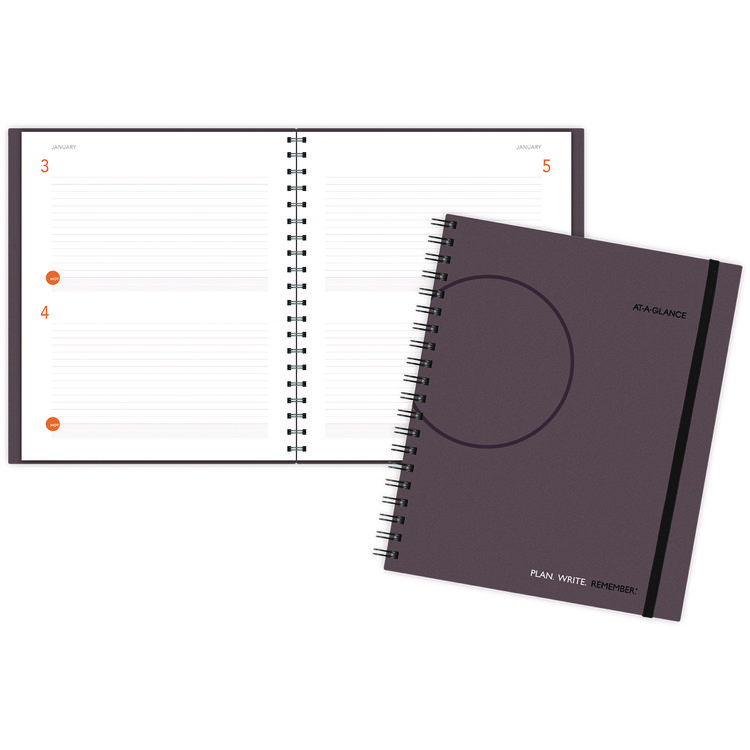 AT-A-GLANCE Plan. Write. Remember. Planning Notebook Two Days Per Page , 11 x 8.38, Gray Cover, Undated (AAG80620430)