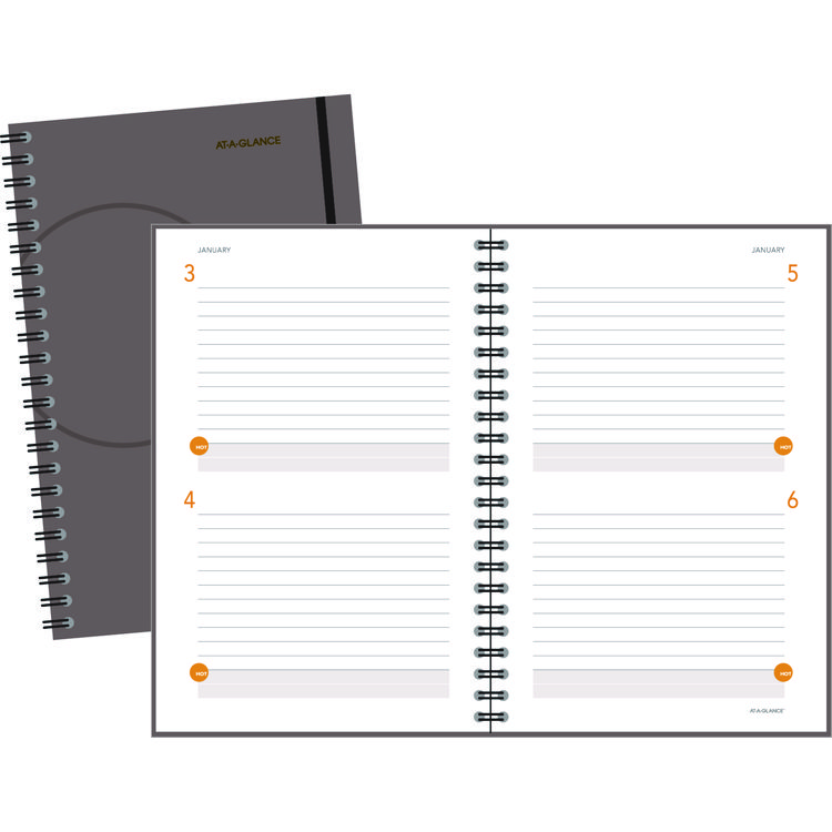 AT-A-GLANCE Plan. Write. Remember. Planning Notebook Two Days Per Page , 9 x 6, Gray Cover, Undated (AAG80620330)