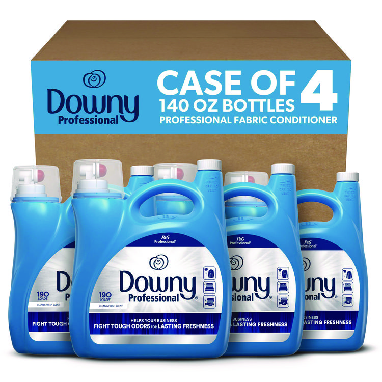 Downy Professional Commercial Liquid Fabric Softener, Clean and Fresh Scent, 140 oz Pour Bottle, 4/Carton (PGC14121)