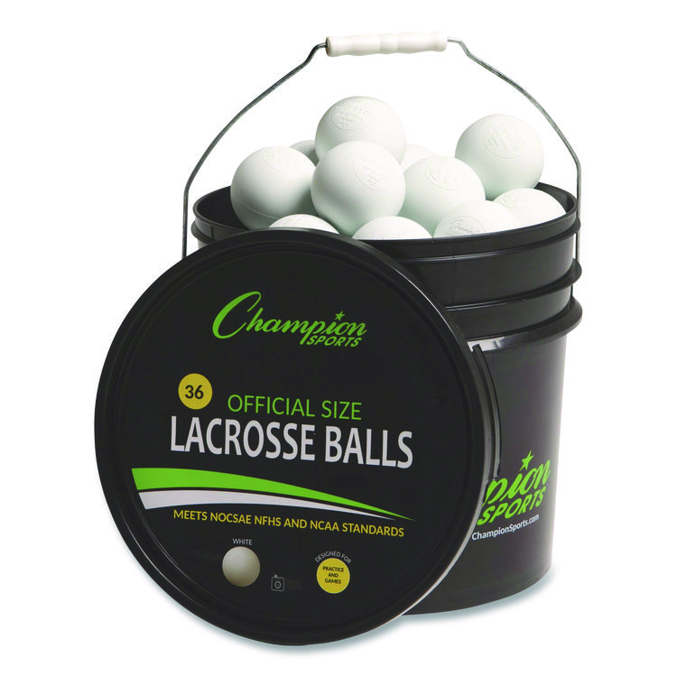 Champion Sports Bucket of Lacrosse Balls, Official Size, White, 36 Balls/Bucket (CSILBWN36)