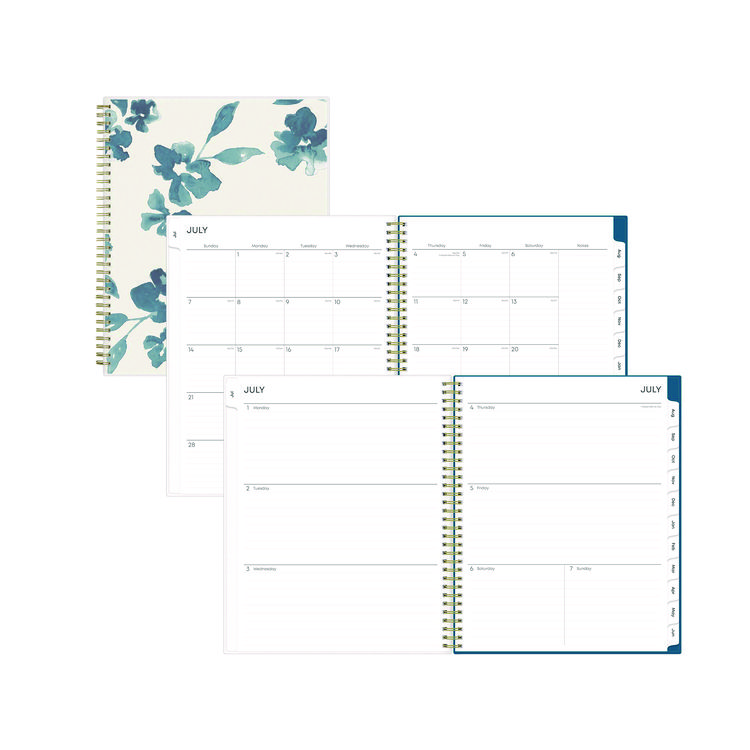 Blue Sky Bakah Blue Academic Year Weekly/Monthly Planner, Floral Artwork, 11 x 8.5, Blue/White Cover, 12-Month (July-June): 2025-2026 (BLS131951)