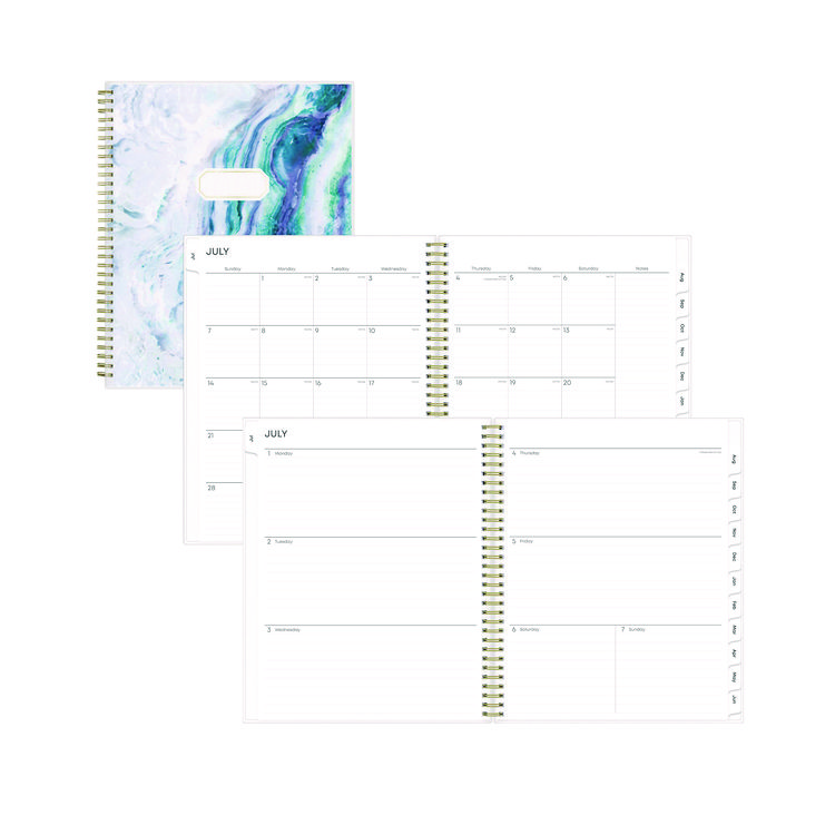 Blue Sky Gemma Academic Year Weekly/Monthly Planner, Geode Artwork, 11 x 8.5, Blue/Purple Cover, 12-Month (July to June): 2025 to 2026 (BLS118177)