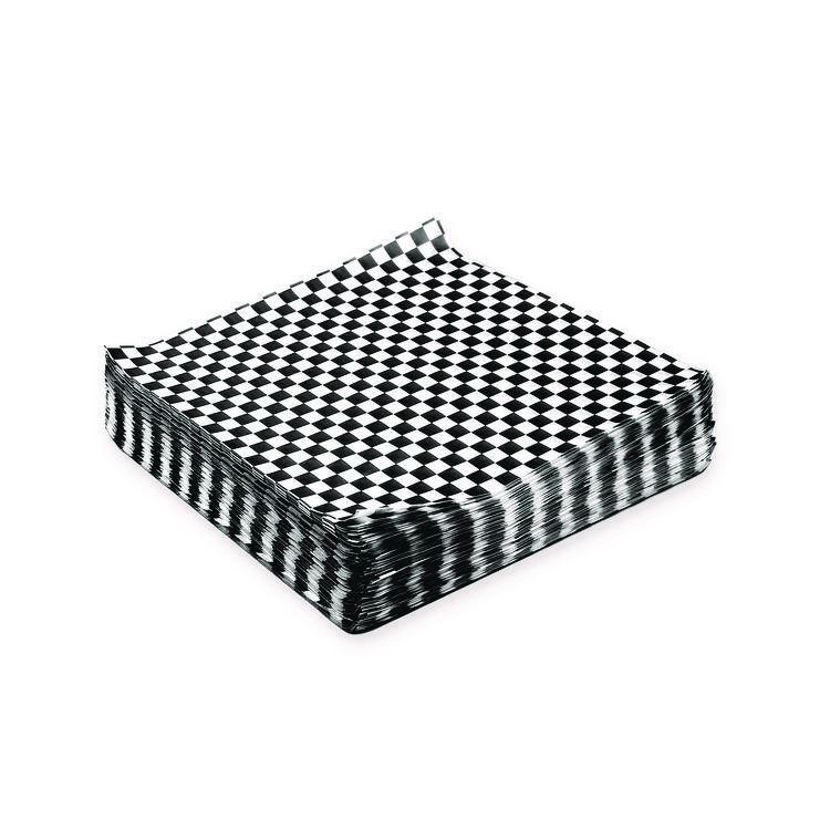 Paterson Grease-Resistant Food Wrap, 12 x 12, Black Check, 5,000/Carton (PDHWG01006)