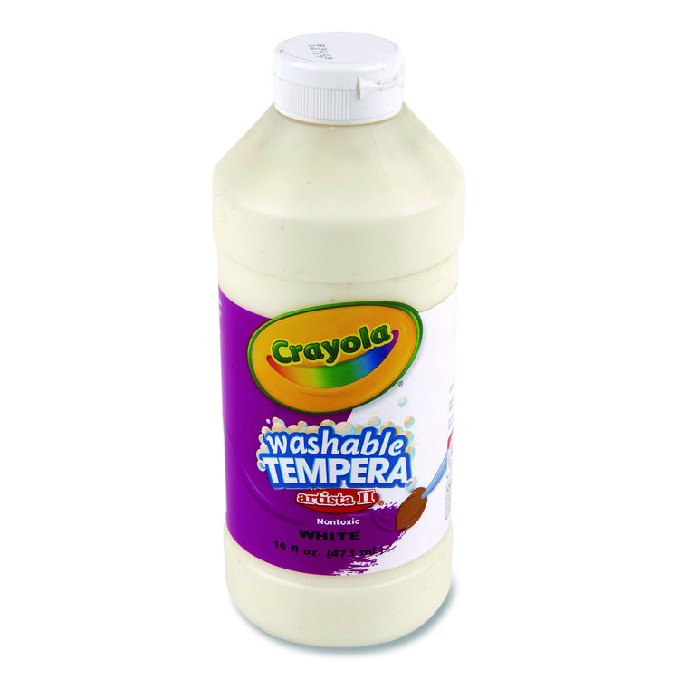 Crayola Artista II Washable Tempera Paint, White, 16 oz Bottle (CYO543115053)