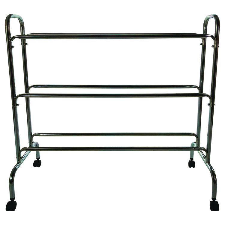 Champion Sports Powder-Coated Ball Cart, Metal, 132 lb Capacity, 17 x 41 x 41, Silver (CSIBRC3)