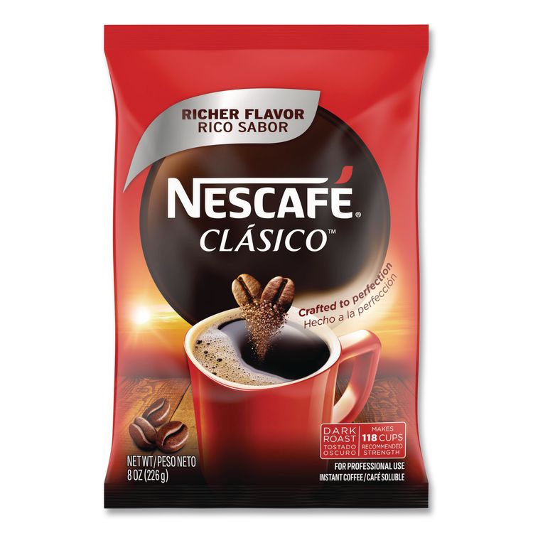 NescafÃ© Clasico Dark Roast Instant Coffee, 8 oz Pouch (NES70948)