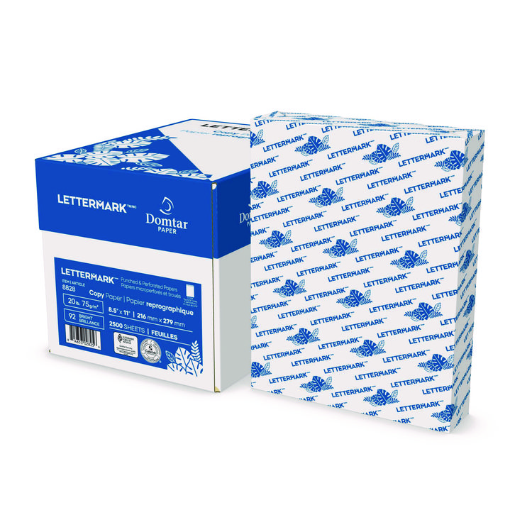 Lettermark Custom Cut-Sheet Copy Paper, 92 Bright, 5-Hole (5/16") Top Punched, 20 lb Bond Weight, 8.5 x 11, White, 500/Ream (DMR8828)