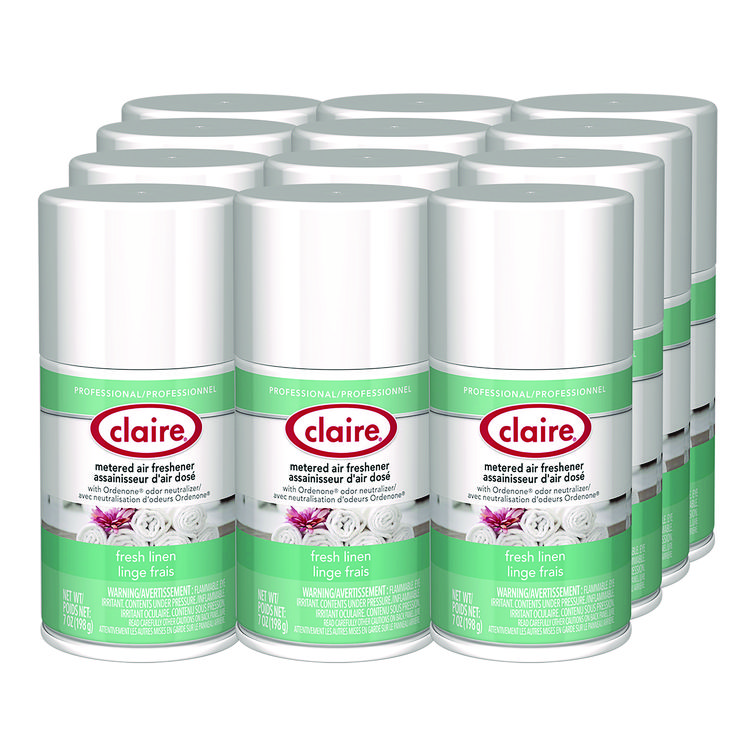 Claire Metered Air Freshener, Fresh Linen, 11 oz Aerosol Spray, 12/Carton (CGC110)