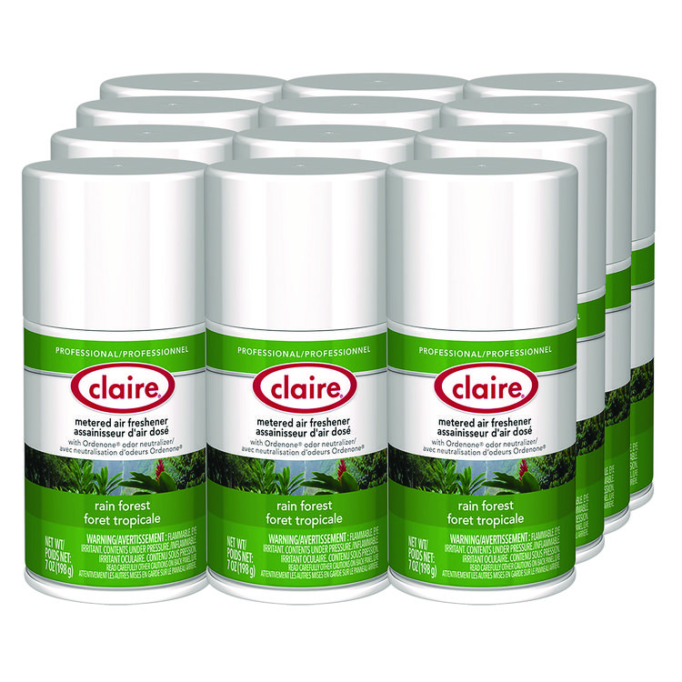 Claire Metered Air Freshener, Rain Forest, 11 oz Aerosol Spray, 12/Carton (CGC114)