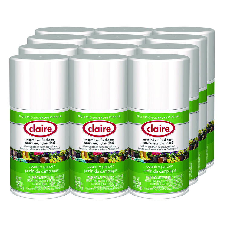 Claire Metered Air Freshener, Country Garden, 11 oz Aerosol Spray, 12/Carton (CGC118)