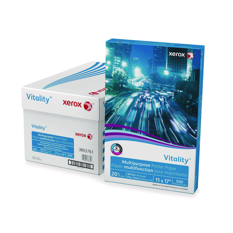 xerox Vitality Multipurpose Print Paper, 92 Bright, 20 lb Bond Weight, 11 x 17, White, 500/Ream (XER3R03761)