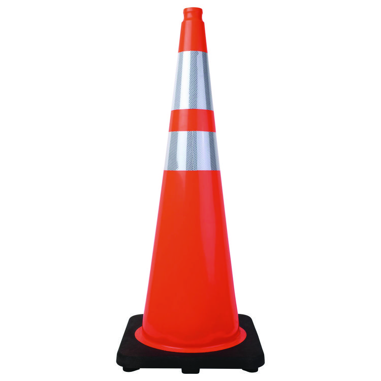 Tatco Tatco Traffic Cone, 14.5 x 1 x 36, Orange/Silver (TCO25960)