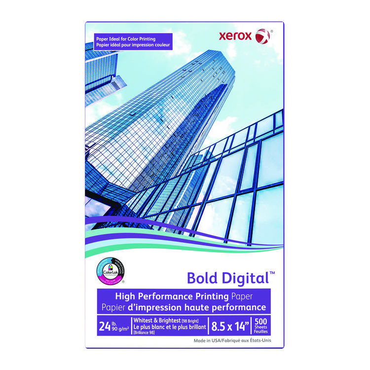 xerox Bold Digital Printing Paper, 98 Bright, 24 lb Bond Weight, 8.5 x 14, White, 500 Sheets/Ream, 8 Reams/Carton (XER3R11542R)