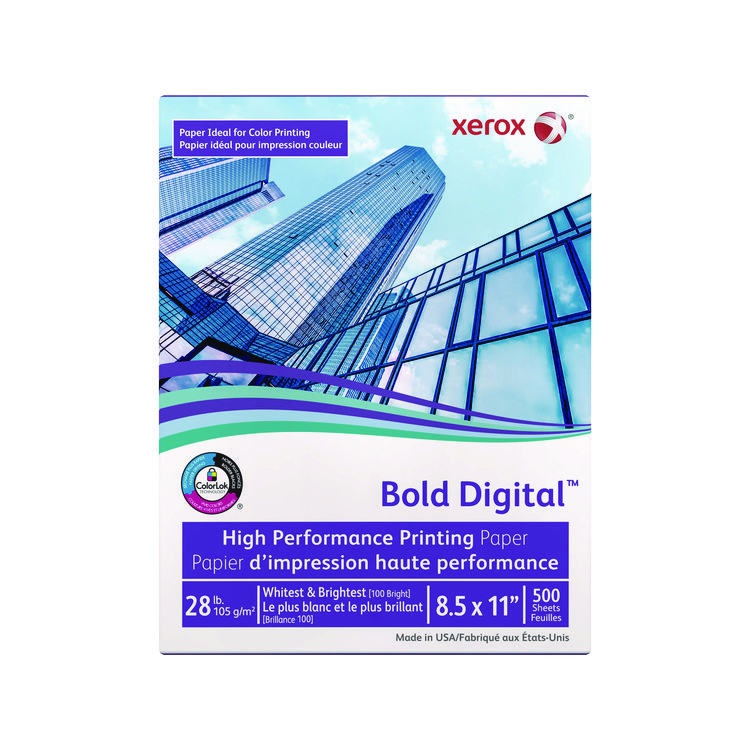 xerox Bold Digital Printing Paper, 100 Bright, 28 lb Bond Weight, 8.5 x 11, White, 500/Ream (XER3R11760)