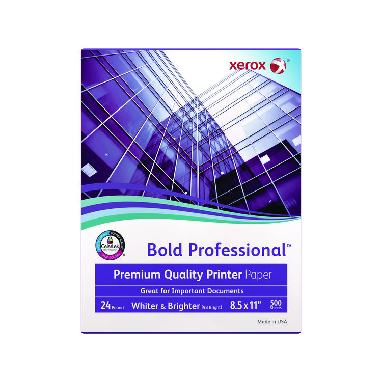 xerox Bold Professional Quality Paper, 98 Bright, 24 lb Bond Weight, 8.5 x 11, White, 500/Ream (XER3R13038)