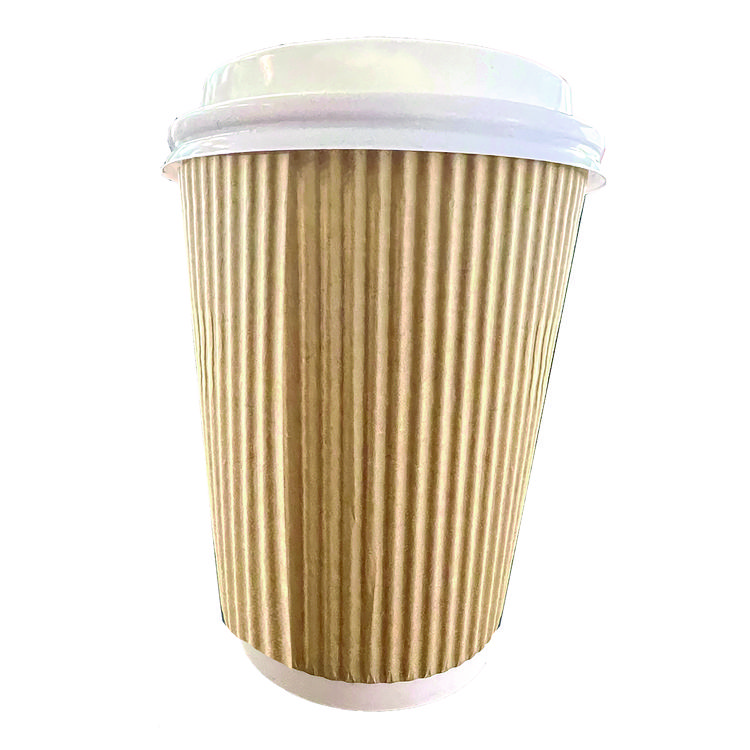 Karat Ripple Hot Cups, 8 oz, Paper, Kraft/White, 500/Carton (KRTCKRC508)