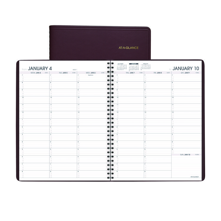 AT-A-GLANCE Weekly Appointment Book, 11 x 8.25, Winestone Cover, 13-Month: Jan 2026 to Jan 2027 (AAG7095050)