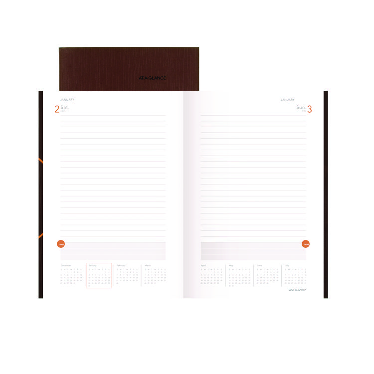 AT-A-GLANCE One-Day-Per-Page Planning Notebook, 9 x 6, Dark Brown/Orange Cover, 12-Month (Jan to Dec): 2026 (AAG70620130)