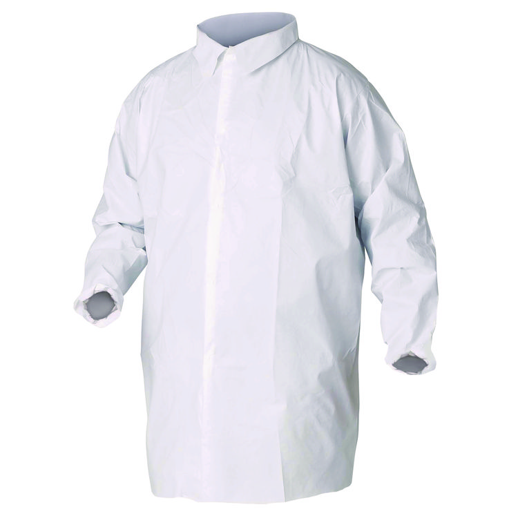 KleenGuard A40 Liquid and Particle Protection Lab Coats, Elastic Wrists, 3X-Large, White, 30/Carton (ANS44446)