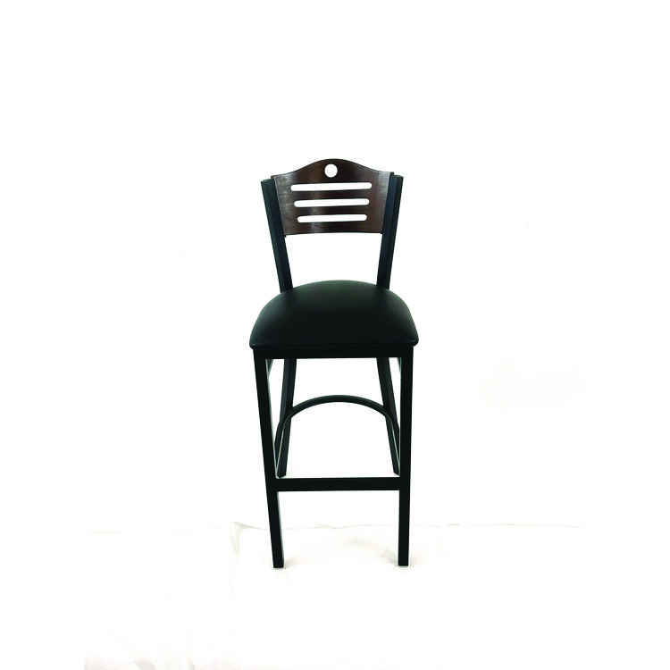 JMC FURNITURE Eagle Series Barstool, Supports Up to 300 lb, 28.5" Seat Height, Black Seat, Dark Walnut Back, Black Base (JMCEBBVBLKC)