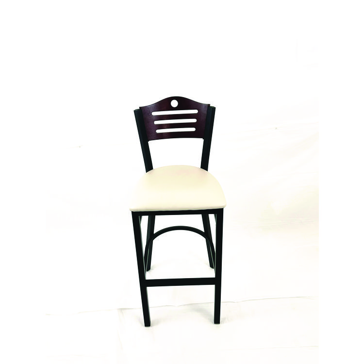 JMC FURNITURE Eagle Series Barstool, Supports Up to 300 lb, 28.5" Seat Height, Cream Seat, Dark Mahogany Back, Black Base (JMCEBBVCRMB)