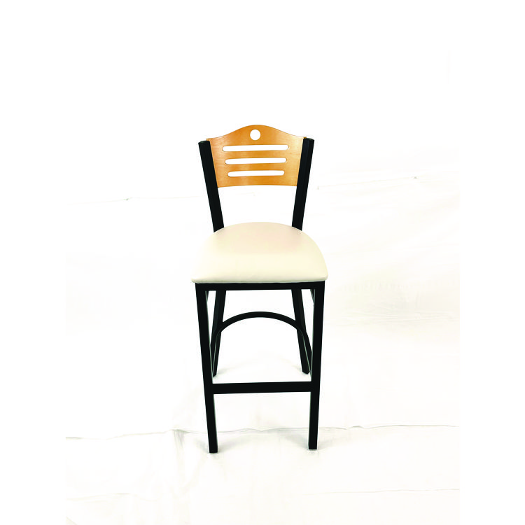 JMC FURNITURE Eagle Series Barstool, Supports Up to 300 lb, 28.5" Seat Height, Cream Seat, Natural Back, Black Base (JMCEBBVCRMD)