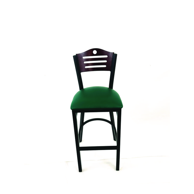JMC FURNITURE Eagle Series Barstool, Supports Up to 300 lb, 28.5" Seat Height, Green Seat, Dark Mahogany Back, Black Base (JMCEBBVGRNB)