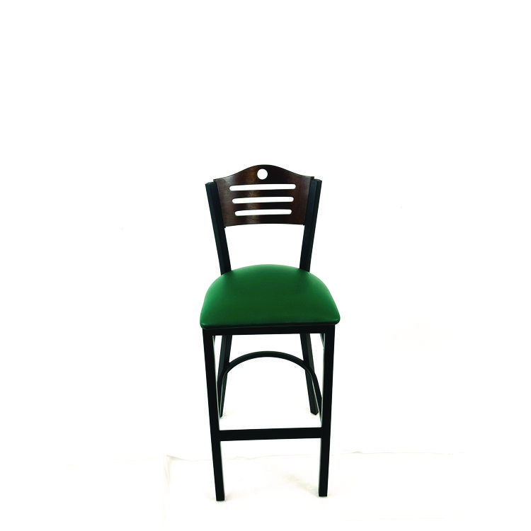 JMC FURNITURE Eagle Series Barstool, Supports Up to 300 lb, 28.5" Seat Height, Green Seat, Dark Walnut Back, Black Base (JMCEBBVGRNC)