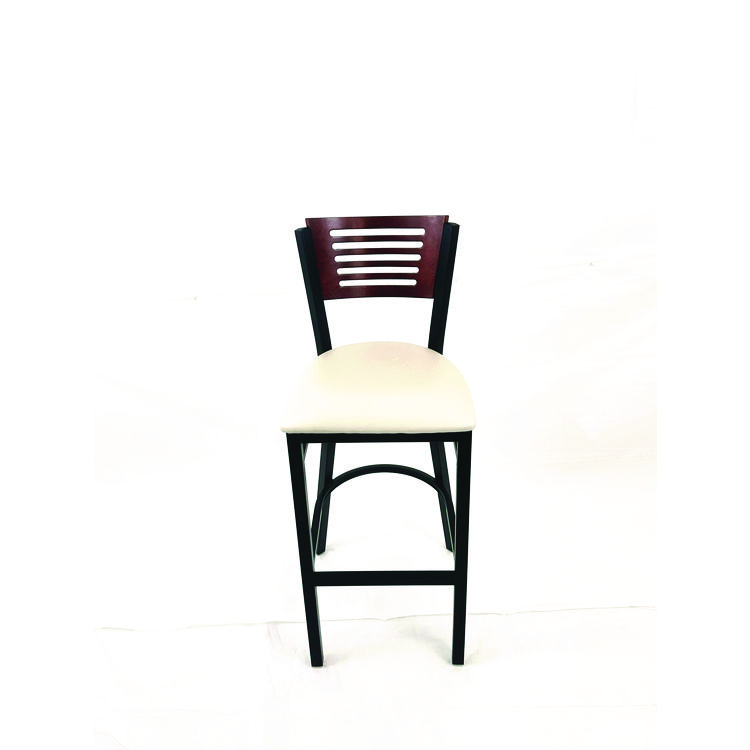 JMC FURNITURE Jones River Series Barstool, Supports Up to 300 lb, 28.5" Seat Height, Cream Seat, Dark Mahogany Back, Black Base (JMCJRBBVCRMB)