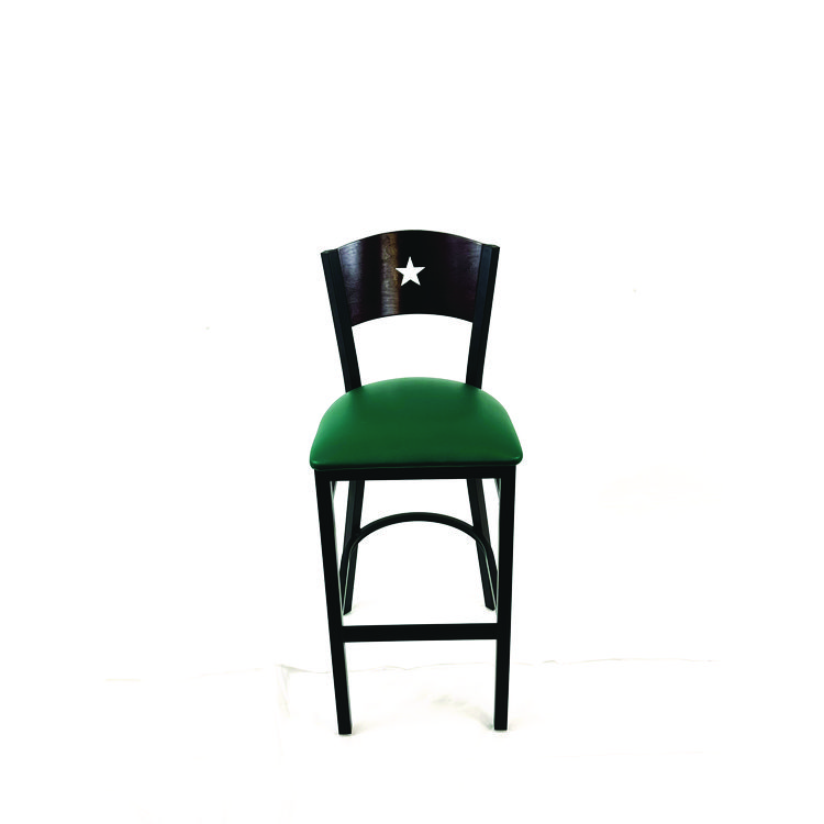 JMC FURNITURE Liberty Series Barstool, Supports Up to 300 lb, 28.5" Seat Height, Green Seat, Dark Mahogany Back, Black Base (JMCLBBVGRNB)