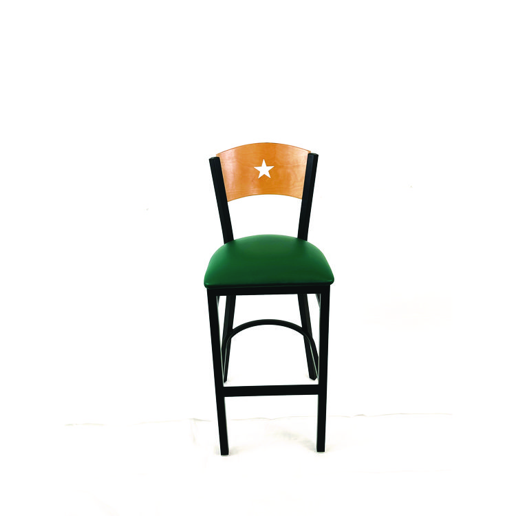 JMC FURNITURE Liberty Series Barstool, Supports Up to 300 lb, 28.5" Seat Height, Green Seat, Natural Back, Black Base (JMCLBBVGRND)