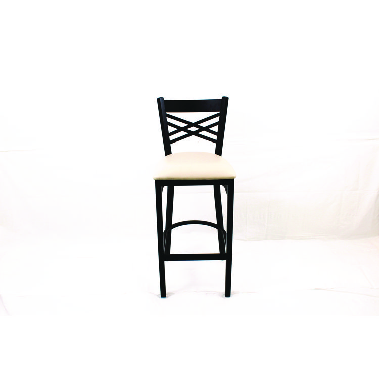JMC FURNITURE X Series Barstool, Supports Up to 300 lb, 29.5" Seat Height, Cream Seat, Black Back, Black Base (JMCXBSBVSCRM)