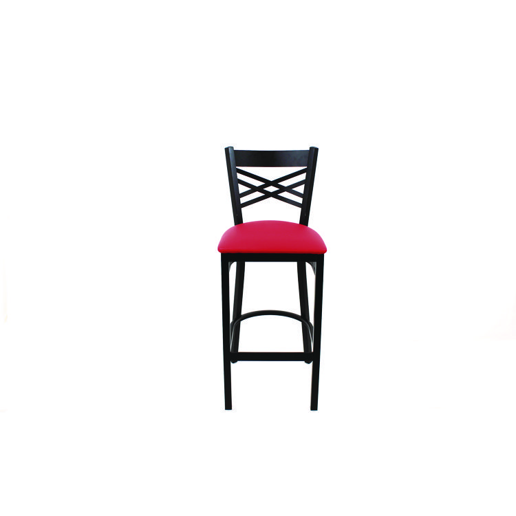 JMC FURNITURE X Series Barstool, Supports Up to 300 lb, 29.5" Seat Height, Red Seat, Black Back, Black Base (JMCXBSBVSRED)