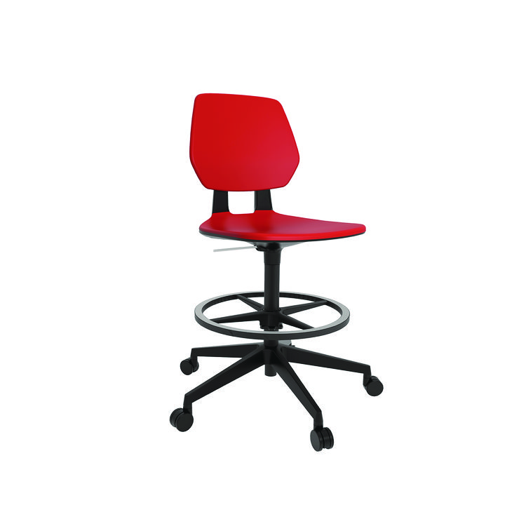 Safco Commute Extended Height Task Chair, Supports Up to 275 lb, 18.25" to 22.25" Seat Height, Red/Black (SAF7827RD)