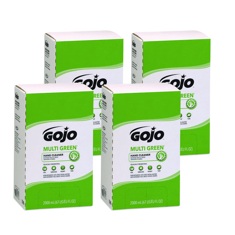 GOJO MULTI GREEN Hand Cleaner, Refill for PRO TDX Push Style Dispenser, Citrus Solvent with Natural Pumice, 2,000 mL, 4/Carton (GOJ7265)
