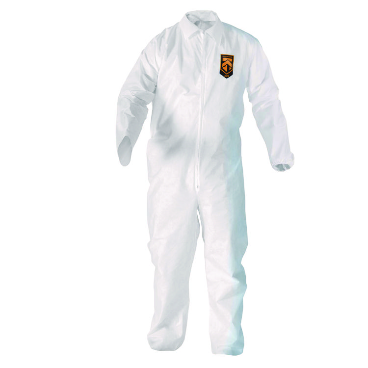 KleenGuard A20 Breathable Particle Protection Coveralls, Zip Front, Elastic Back, Wrists, Ankles, 3X-Large, White, 20/Carton (ANS49106)