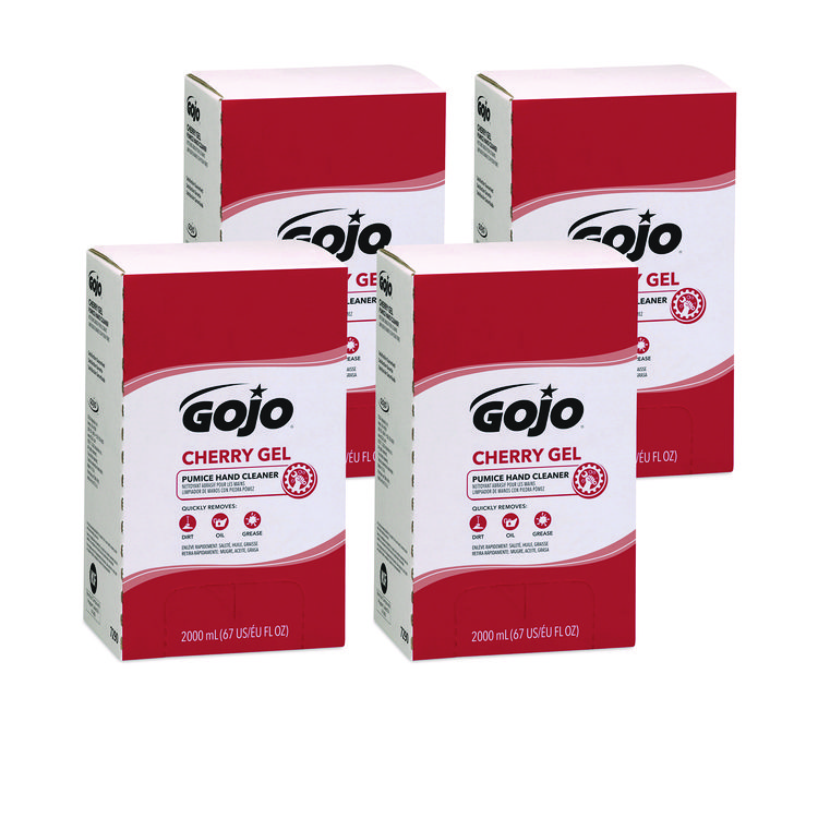 GOJO Cherry Gel Pumice Hand Cleaner Refill, Cherry Scent, 2,000 mL, 4/Carton (GOJ729004)