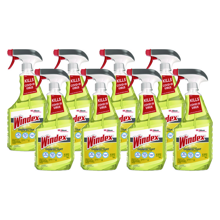 Windex Multi-Surface Disinfectant Cleaner, Fresh Scent, 32 oz Spray Bottle, 8/Carton (SJN322369)