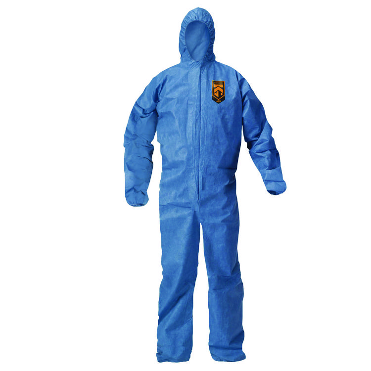 KleenGuard A20 Breathable Particle Protection Coveralls, Zip Front, Hood, Elastic Back, Wrists, Ankles, 3X-Large, Blue, 20/Carton (ANS58516)